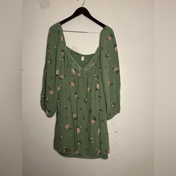 BP Lace Trim Long Sleeve Babydoll MIDI Dress 1X Floral Boho Fairy Y2K Romantic - Picture 10 of 12